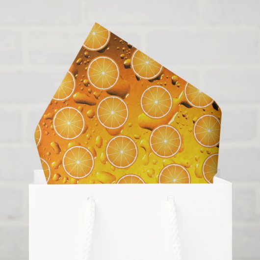 Kühle saftige Orangenscheiben Muster Wassertropfen Seidenpapier (Geschenktüte)