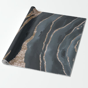Kühle schwarze Goldmarmorstruktur Geschenkpapier