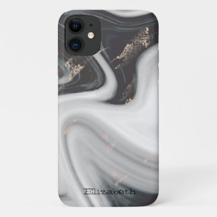 Kühle schwarze weiße Marmor-Steintextur Case-Mate iPhone Hülle