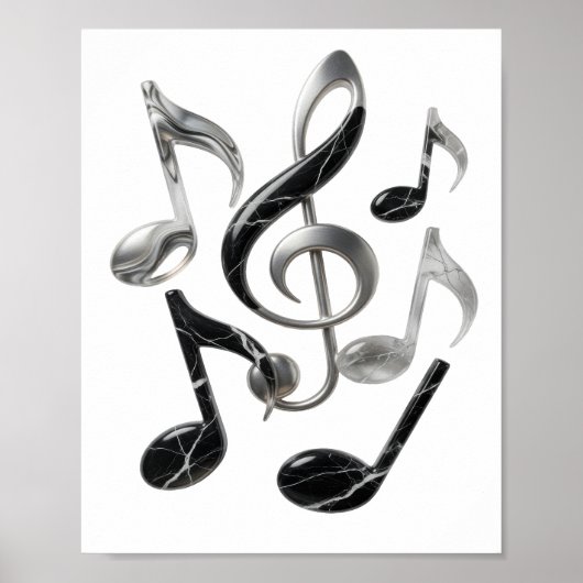 Kühle Silber MUSIC IN MOTION Text Design Poster (Vorne)