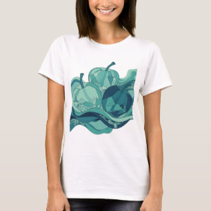 Kühle silberne ÄPFEL UND EIS künstlerisches Motiv T-Shirt