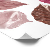 Kühle silberne ROSA BLÄTTER AUF SCHWARZEM HINTERGR Poster (Ecke)