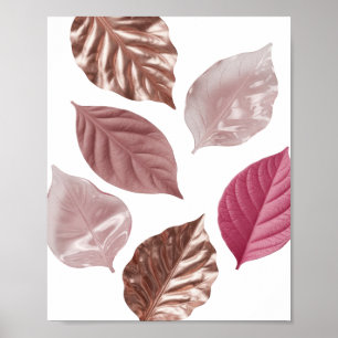 Kühle silberne ROSA BLÄTTER AUF SCHWARZEM HINTERGR Poster