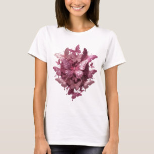 Kühle Silberne ROSA SCHMETTERLINGE Künstlerisches T-Shirt