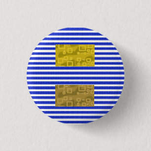 Kühle Streifen Blau Gold Geometrisch  Button