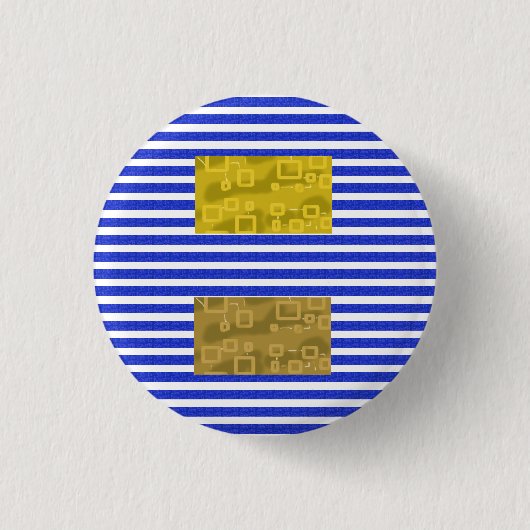Kühle Streifen Blau Gold Geometrisch  Button (Vorderseite)