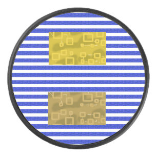 Kühle Streifen Blau Gold Geometrisch Eishockey Puck