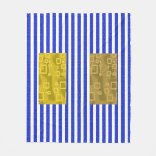 Kühle Streifen Blau Gold Geometrisch Fleecedecke