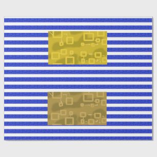 Kühle Streifen Blau Gold Geometrisch Geschenkpapier