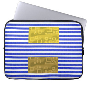 Kühle Streifen Blau Gold Geometrisch Laptopschutzhülle