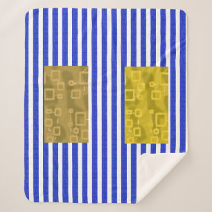 Kühle Streifen Blau Gold Geometrisch  Sherpadecke