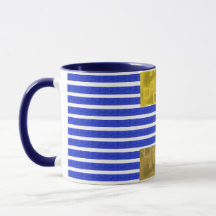 Kühle Streifen Blau Weiß Geometrisch Tasse