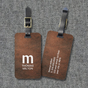Kühle Textur Braun Weiße Fette Monogramm  Gepäckanhänger