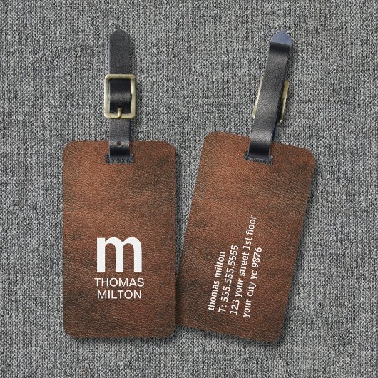 Kühle Textur Braun Weiße Fette Monogramm  Gepäckanhänger