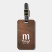 Kühle Textur Braun Weiße Fette Monogramm  Gepäckanhänger (Vorderseite vertikal)