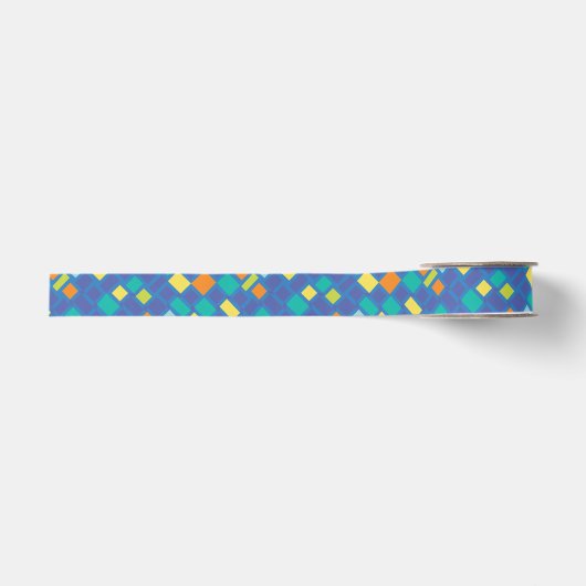 Kühle Tone Gingham-Muster für Kinder  Ripsband (Vorderseite)