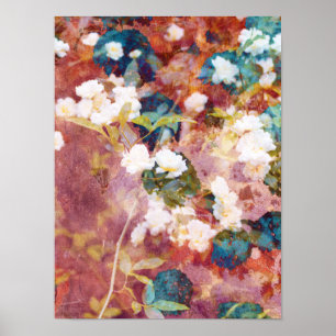 Kühle, trendige Kunst im romantischen Blumenmuster Poster