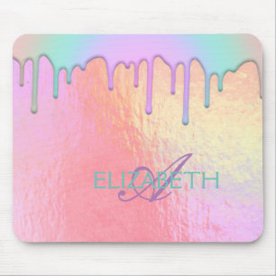 Kühle trendige Regenbogen-Tropfen Holografisch  Mousepad