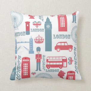 Kühle trendige Vintage-Illustrationen von Londoner Kissen