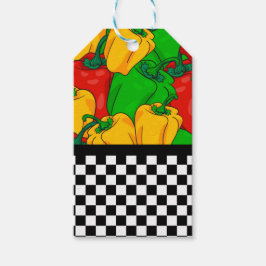 Kühle Tri-farbene Paprikaschoten und Checkerboard Geschenkanhänger