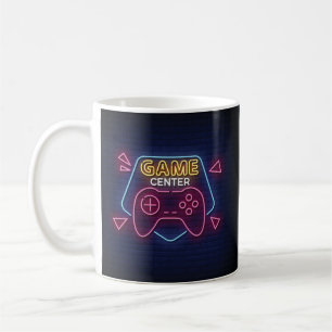 Kühle und bunte Spielhalle Neon-Schild Kaffeetasse