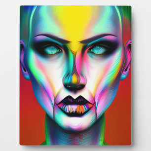 Kühle und gruselige bunte androgyne Robot Fotoplatte