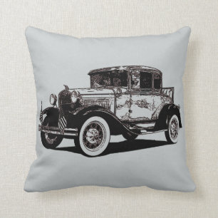 Kühle und lustige Fotoillustration eines Oldtimers Kissen