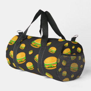 Kühle und lustige leckere Burger Muster dunkelgrau Duffle Bag