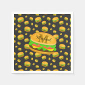 Kühle und lustige leckere Burger Muster Monogramm Serviette (Vorderseite)