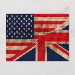 Kühle USA Union Jack Flaggen Jute Textur Effekte Postkarte