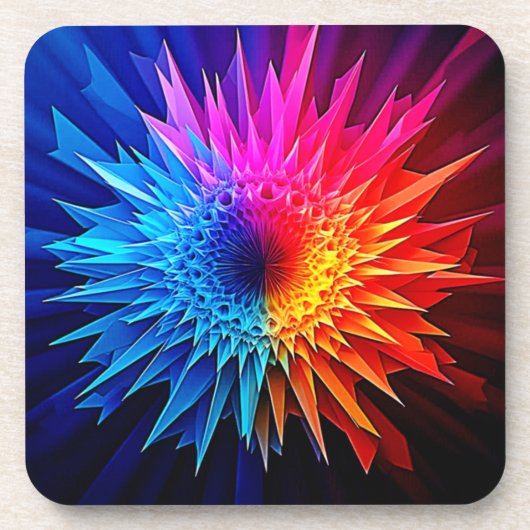 Kühle warme stachelige Sternenexplosion-Kunst Getränkeuntersetzer (Vorderseite)