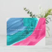 Kühle Wasserfarbe Heiß rosa Hochzeit Einladung (Stehend Vorderseite)