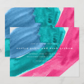 Kühle Wasserfarbe Heiß rosa Hochzeit Einladung (Vorne/Hinten)