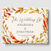 Kühle Wasserfarbe Herbst Blätter Creme Custom Wedd Gästebuch (Vorderseite)