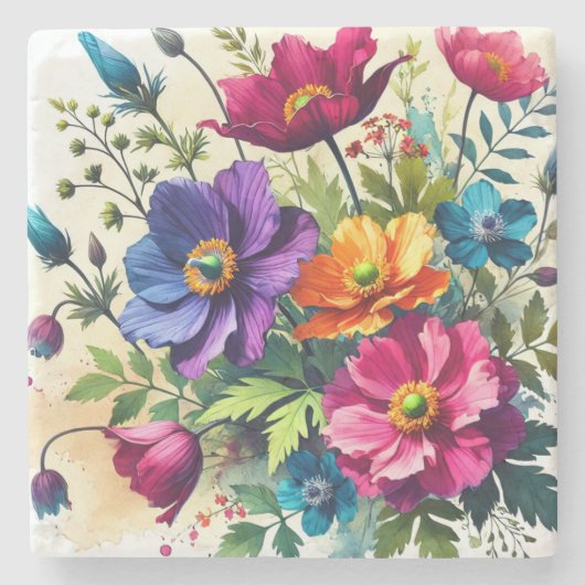 Kühle Wasserfarbe Steinuntersetzer (Vorderseite)