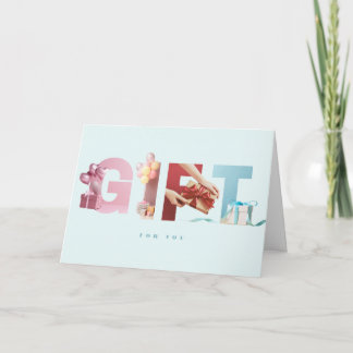 Kühle weiche blaue GIFT Geburtstags-Foto-Typografi Karte