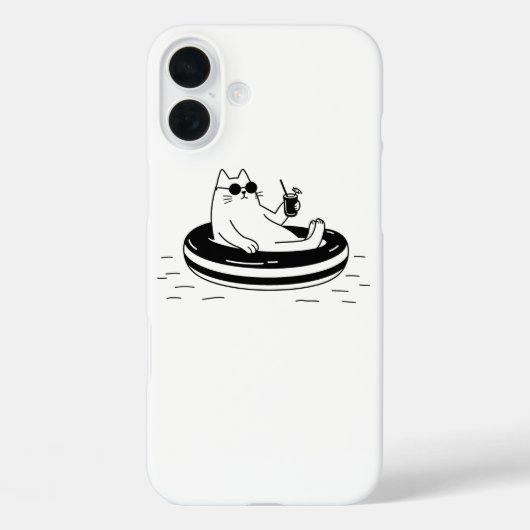 Kühle weiße Katze entspannt sich auf Pool Float So Case-Mate iPhone Hülle (Rückseite)