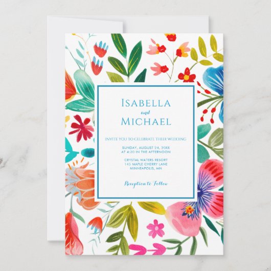 Kühle Wildblume Hochzeitsfeiern Einladung (Vorderseite)