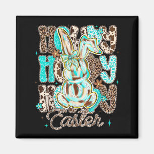 Kuhleder Leopard Blau Türkis Howdy Osterhase Magnet