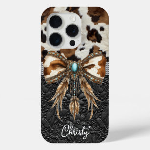 Kuhleder Schwarzes Leder Juwel Schleife Case-Mate iPhone Hülle