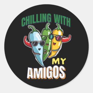 Kühlen mit meinen Amigos Cinco de Mayo Chilly Pepp Runder Aufkleber