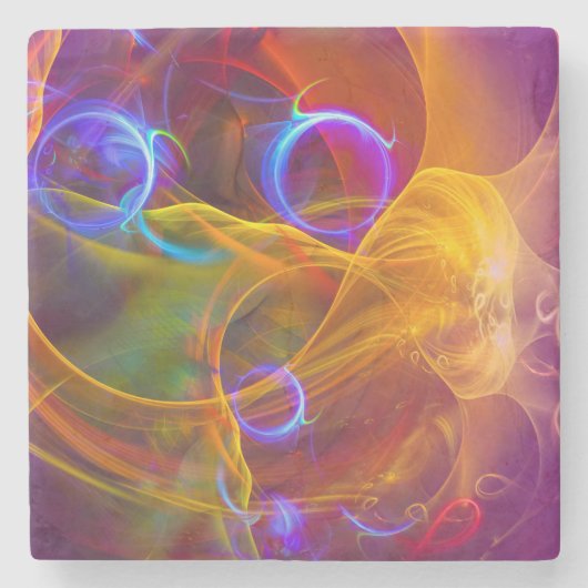 Kühlen Sie heraus, bunte abstrakte Kunst Digital Steinuntersetzer (Vorderseite)