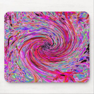 Kühler abstrakter Retro-Hot-Pink- und roter Blumen Mousepad