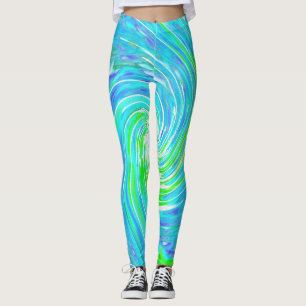 Kühler abstrakter Retro-Strudel in Aqua und Limett Leggings