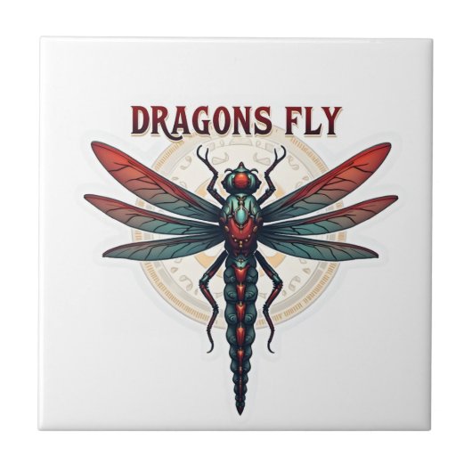 Kühler bearbeiteter Steampunk Libelle - Drachen fl Fliese (Vorderseite)