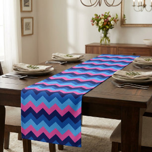 Kühler Blau Pink Chevron Muster Mittlerer Tischläu Mittelgroßer Tischläufer