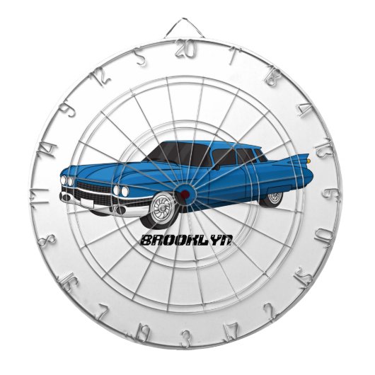 Kühler blauer Oldtimer von 1959 Dartscheibe (vorne)