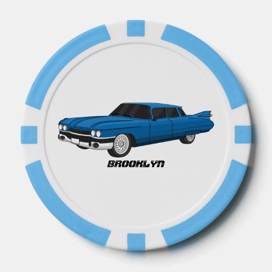 Kühler blauer Oldtimer von 1959 Pokerchips (Vorderseite)
