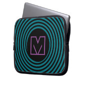 Kühler blauer Spiralwirbel Monogramm Laptopschutzhülle (Vorderseite Links)