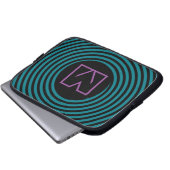Kühler blauer Spiralwirbel Monogramm Laptopschutzhülle (Vorne Knopf)